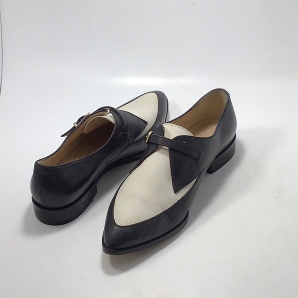 J.Crew Color lock Black White Leather Loafers 90s With Buckle Closure Size 6.5 - Picture 8 of 16